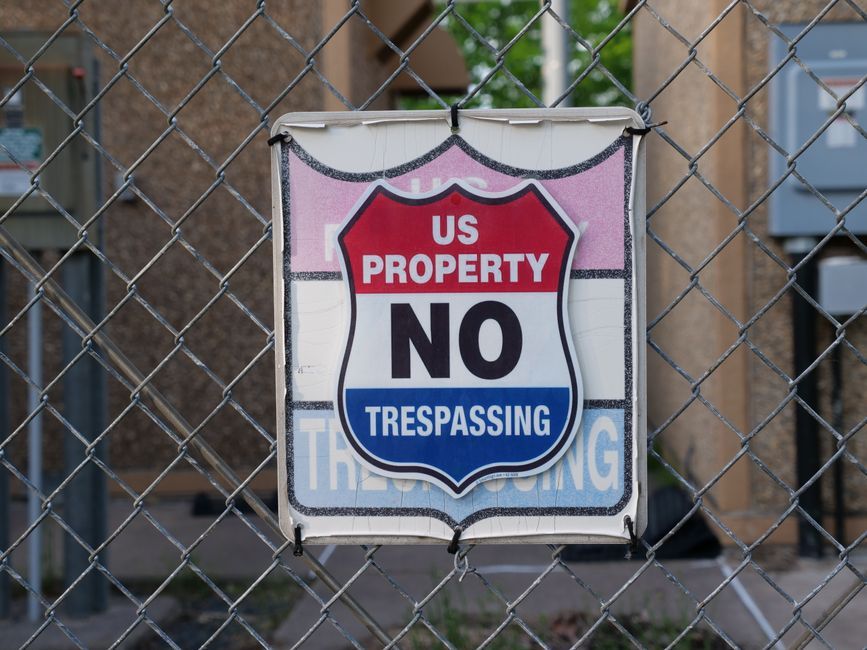 Canada US border trade sign