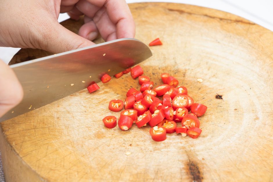 cut chili pepper white core placenta