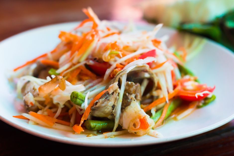 Thai papaya salad spicy food dish