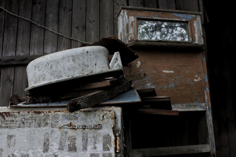 discarded old refrigerators junkyard UK