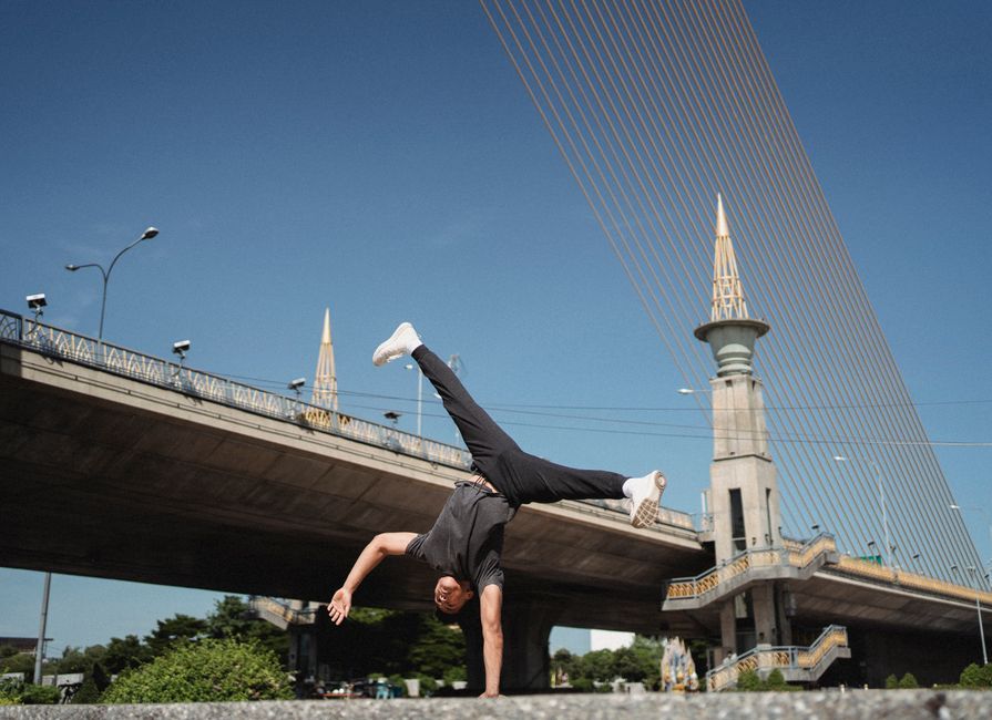 Thailand Rama VIII Bridge Bangkok river