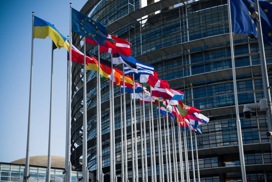 European security political meeting flags