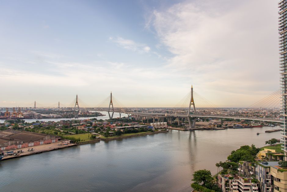 Thailand river Chao Phraya bridge Bangkok