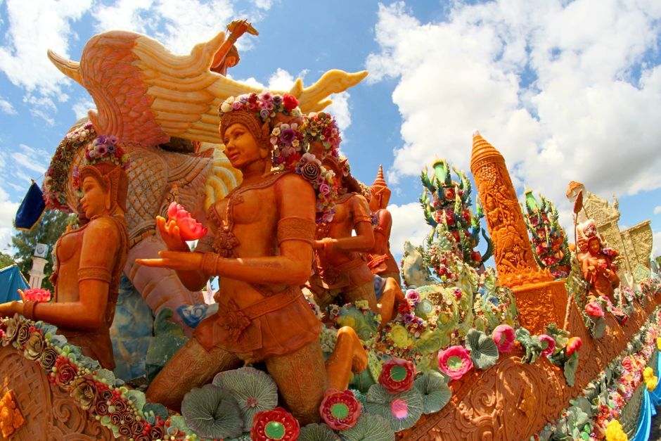Thailand temple memorial flowers