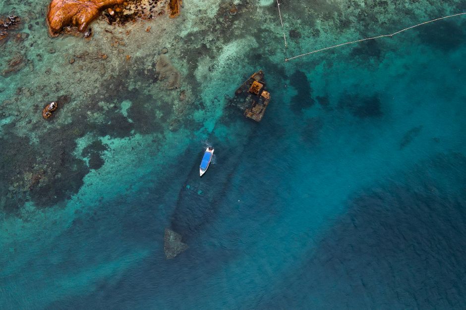 Thailand diving boat coral reef sea
