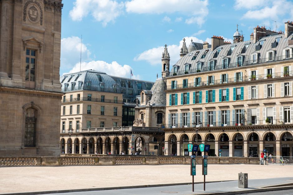 Paris France city street exterior building