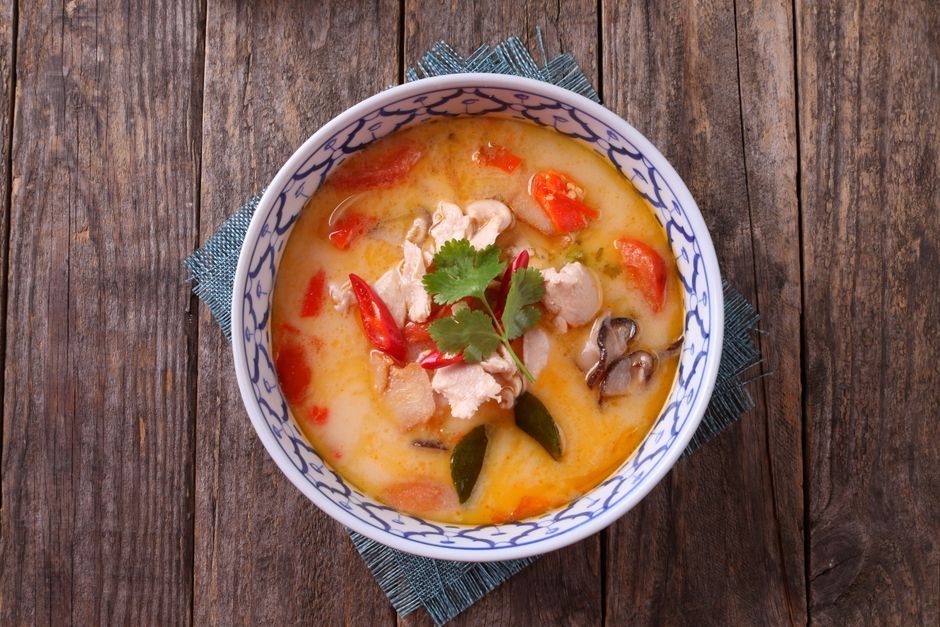 Thai food ingredients bowl table