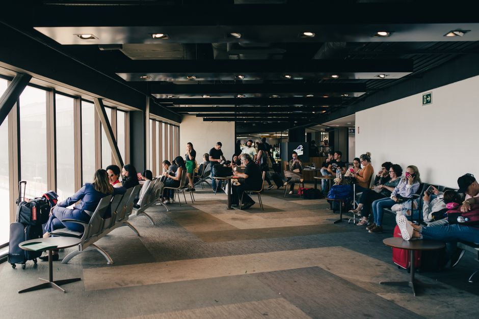 passenger waiting at airport lounge seating