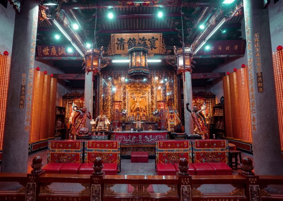 Thai temple interior shrine altar