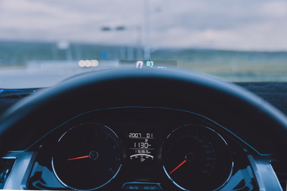 modern automobile interior steering wheel display