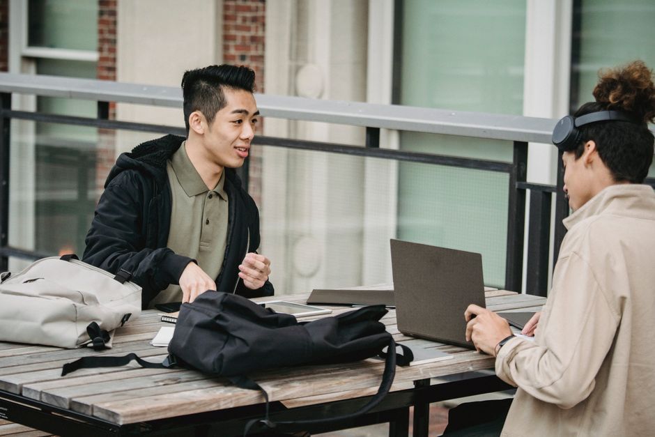 student laptop backpack desk workspace