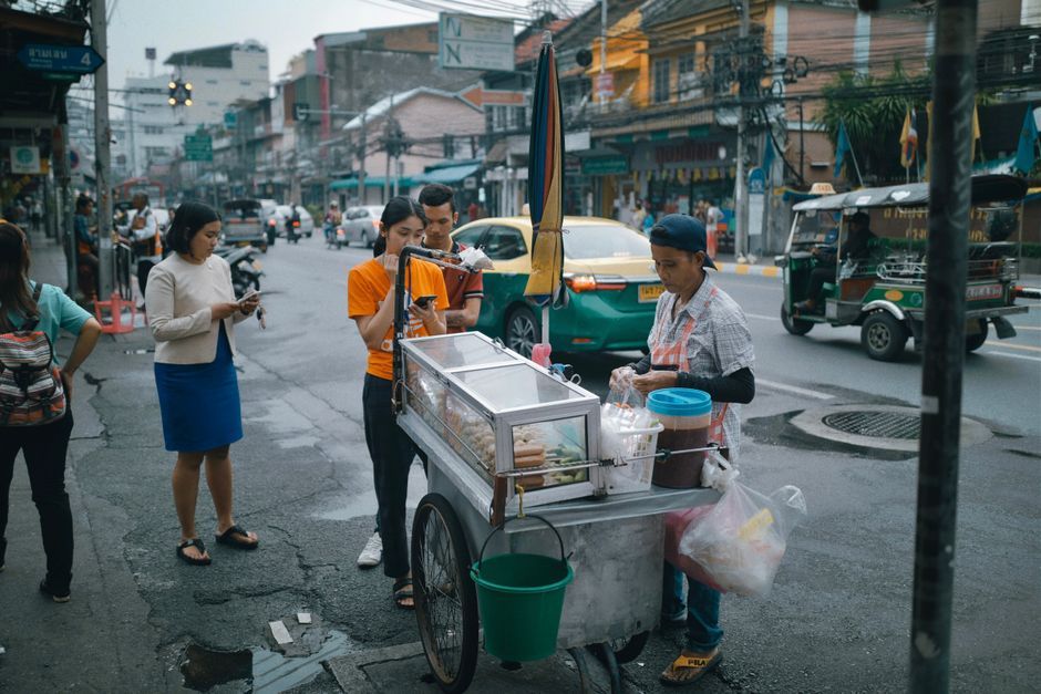 Bangkok Thailand urban street modern smartphone social media