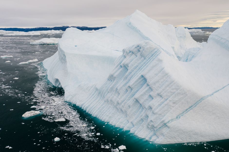 Greenland ice sheet drone aerial view