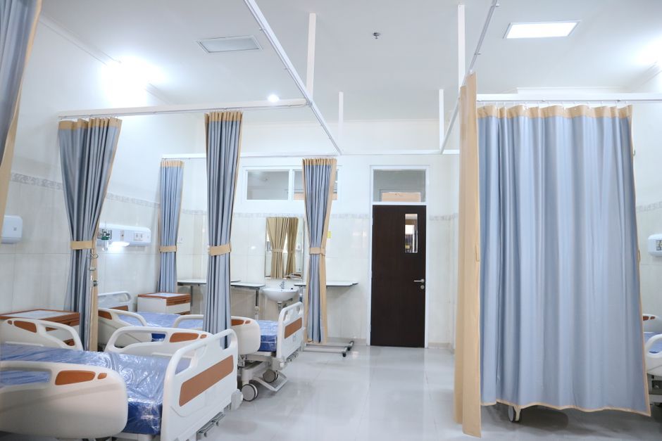 British hospital maternity ward interior hallway