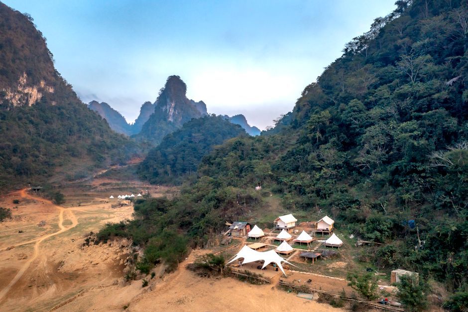 Thailand border military camp aerial view