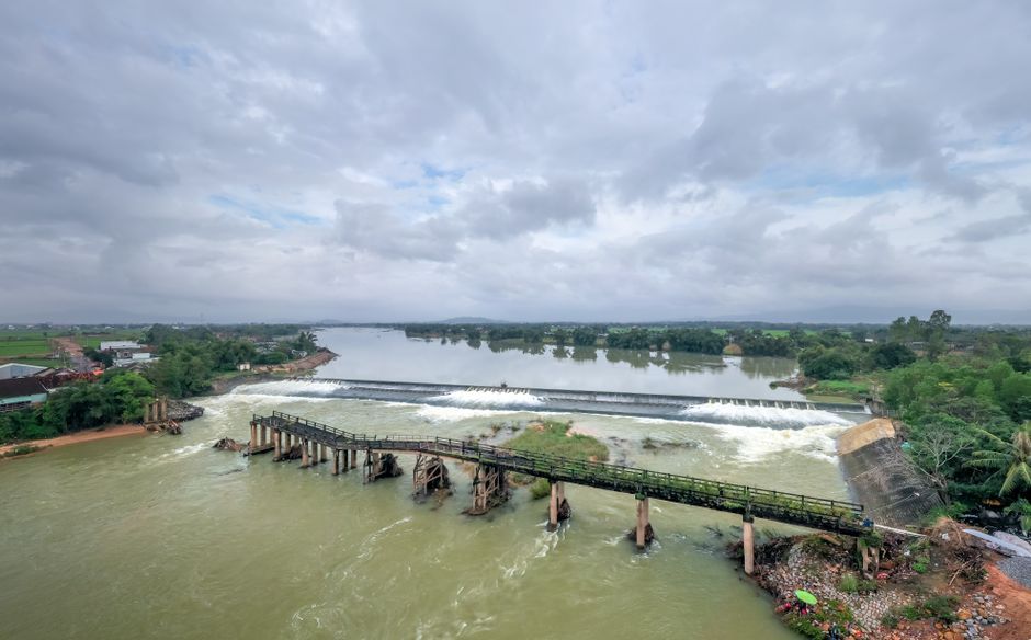 Thailand flood damaged bridge road