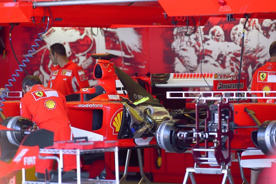 Formula 1 racing car pit stop garage team garage