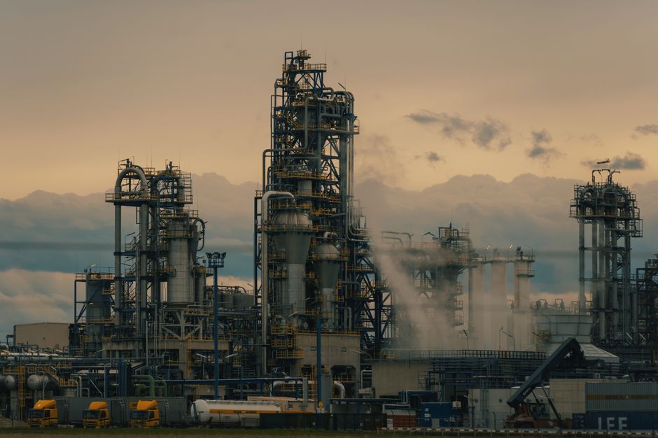 UK oil refinery facility exterior