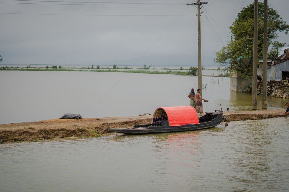 Nepal river flooding landscape rural village