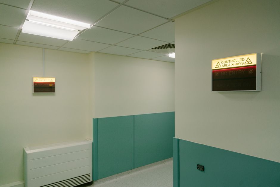 London hospital corridor interior building