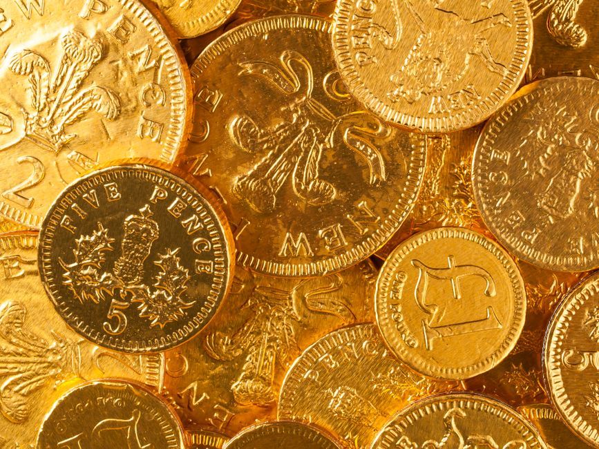British pound coins UK currency close up
