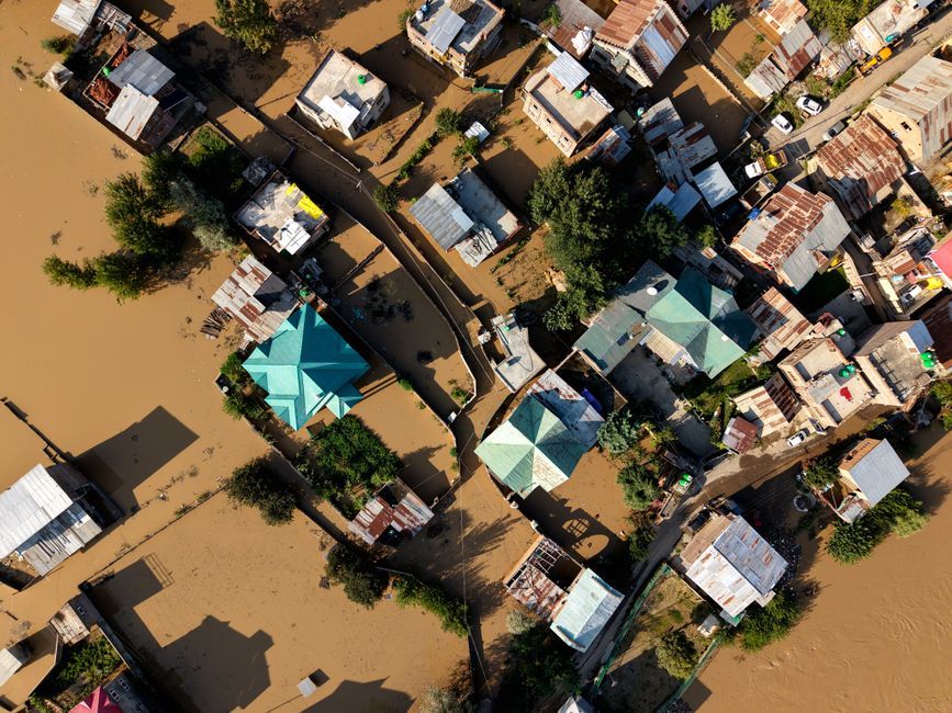 Chile flood aerial view river
