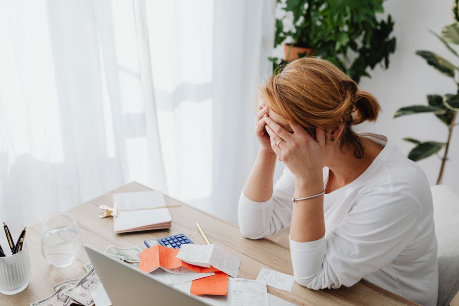 credit card debt financial stress bills desk