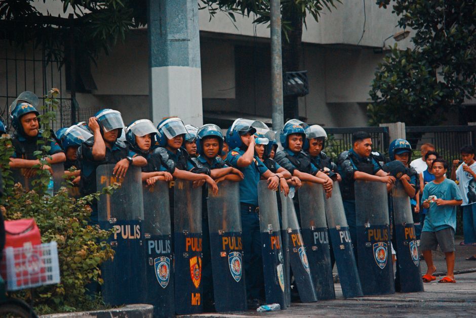 police riot gear Tirana Albania street