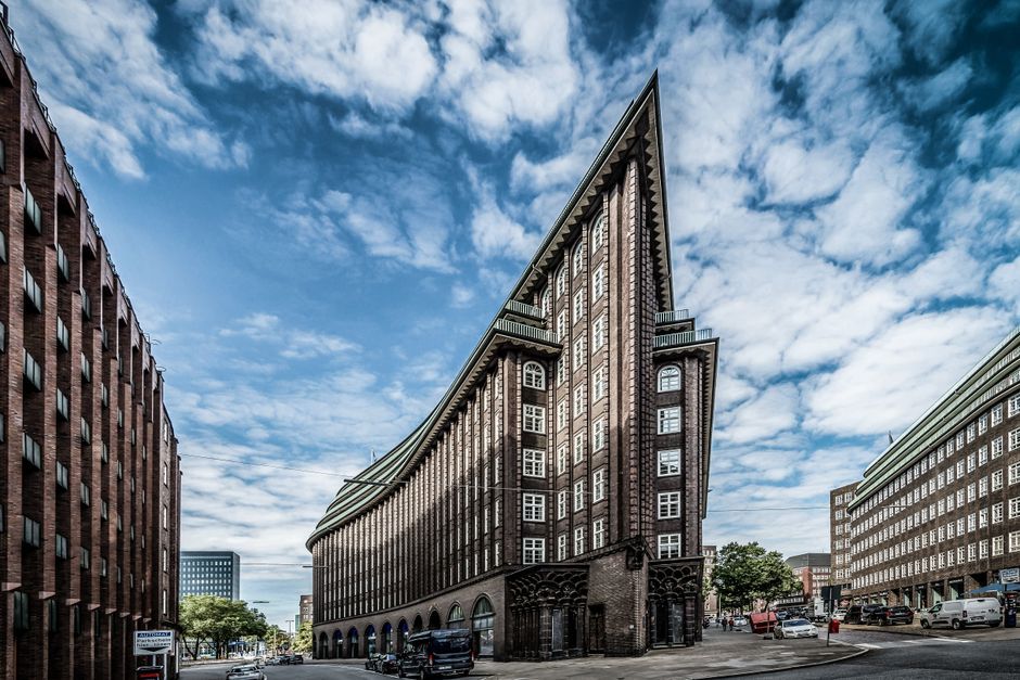 Hamburg Germany city street building exterior