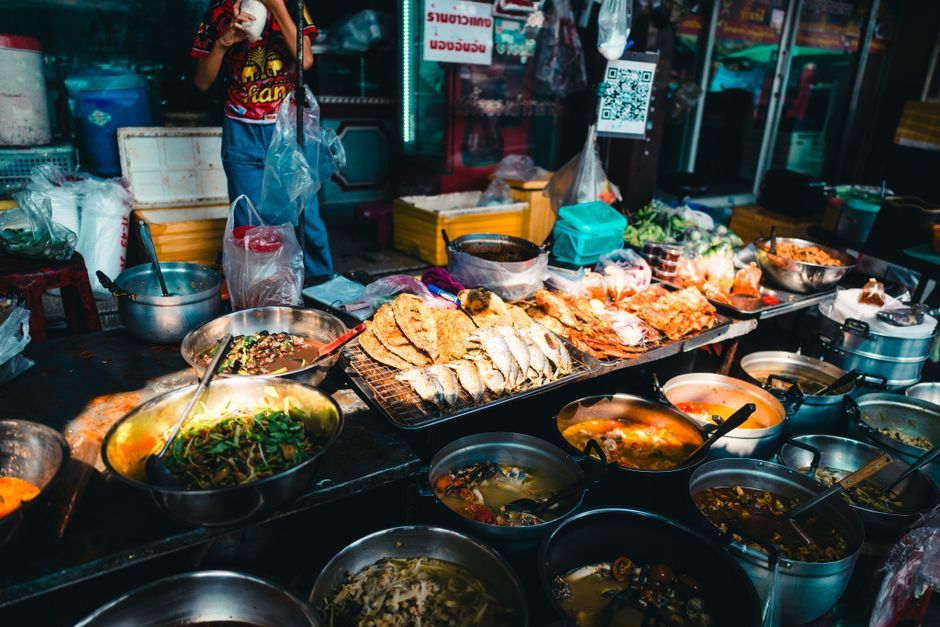 Thai fish soup street food vendor Bangkok