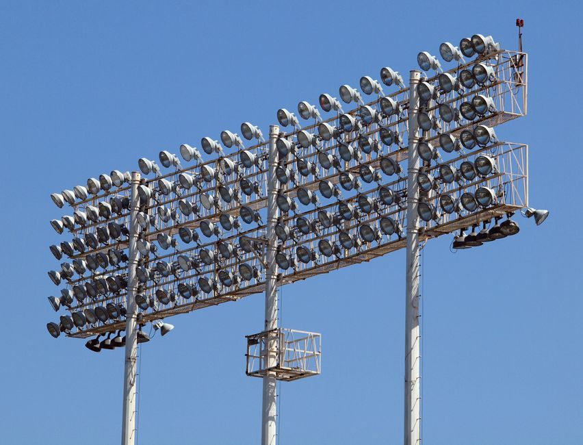 cricket stadium floodlights rain delay