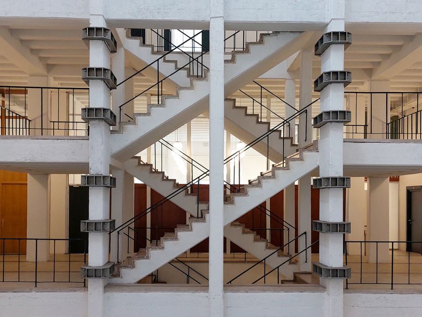 Italy Sardinia contemporary school interior agora staircase