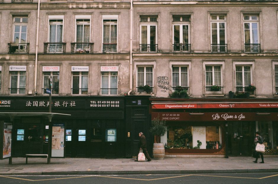 Paris damaged storefront street France debris