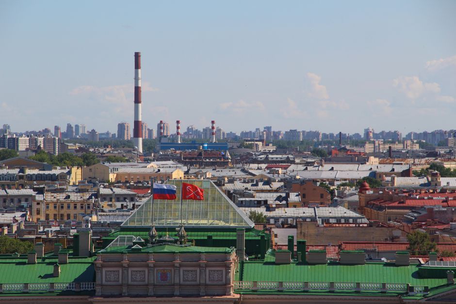 Russia St Petersburg cityscape aerial view