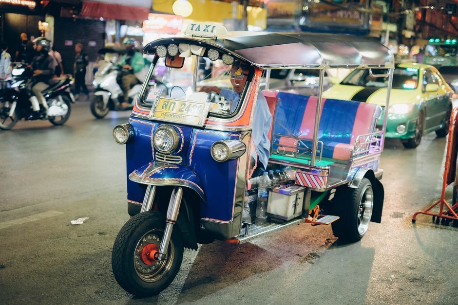 Bangkok street motorcycle taxi Thailand