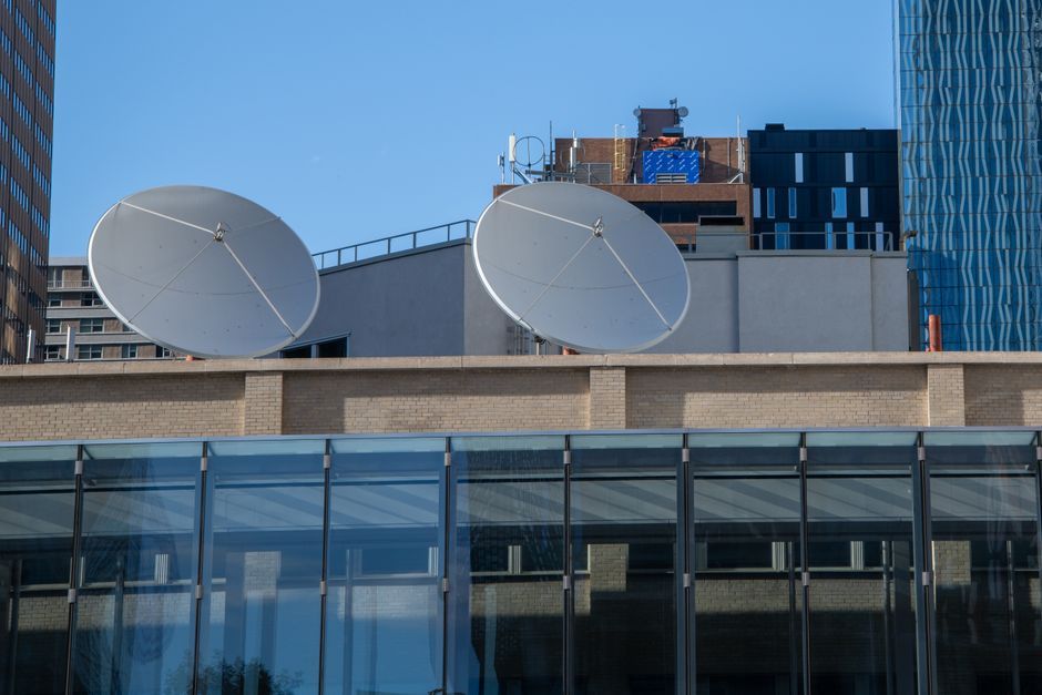 satellite dish communication tech workspace