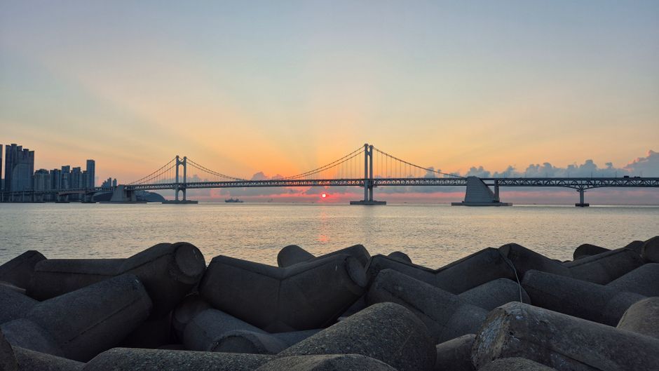 South Korea Busan harbor water view