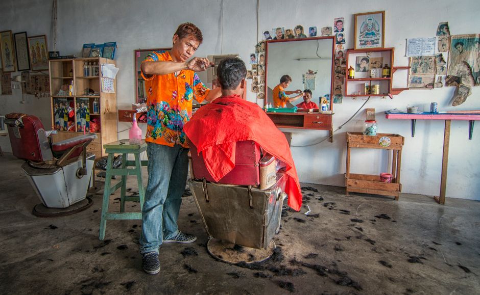 Thailand local barbershop interior chair
