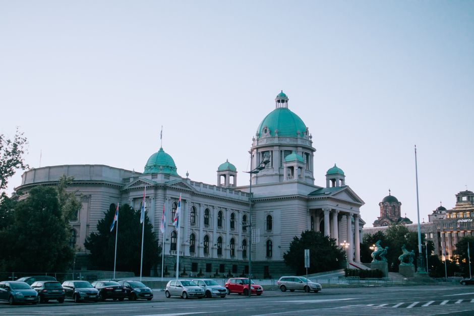 Serbia government building downtown street architecture