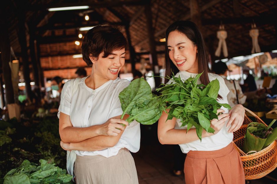 Thai fresh herb basil market vegetable Thailand