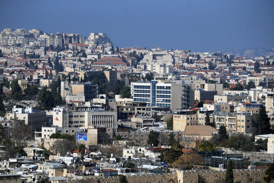 Israel government building Jerusalem flag