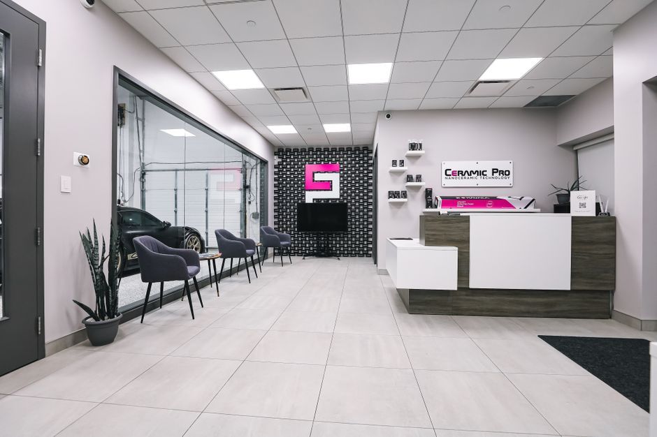 salon reception desk modern interior
