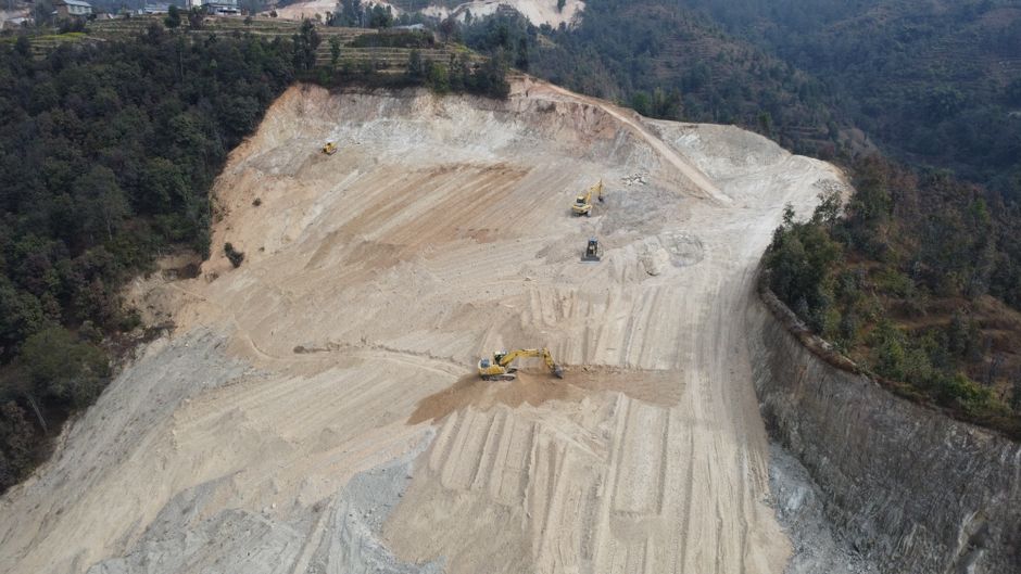 Nepal mountain tunnel excavation site