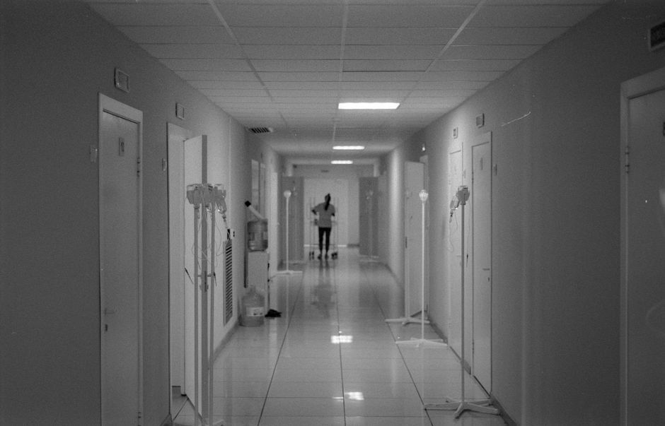 UK hospital corridor healthcare professional England