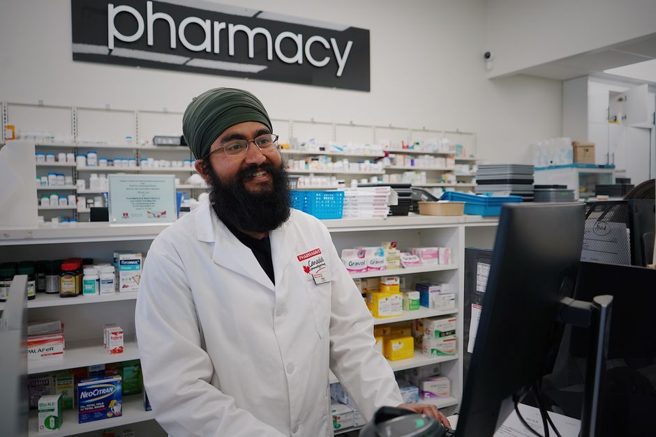 British pharmacy medical store counter
