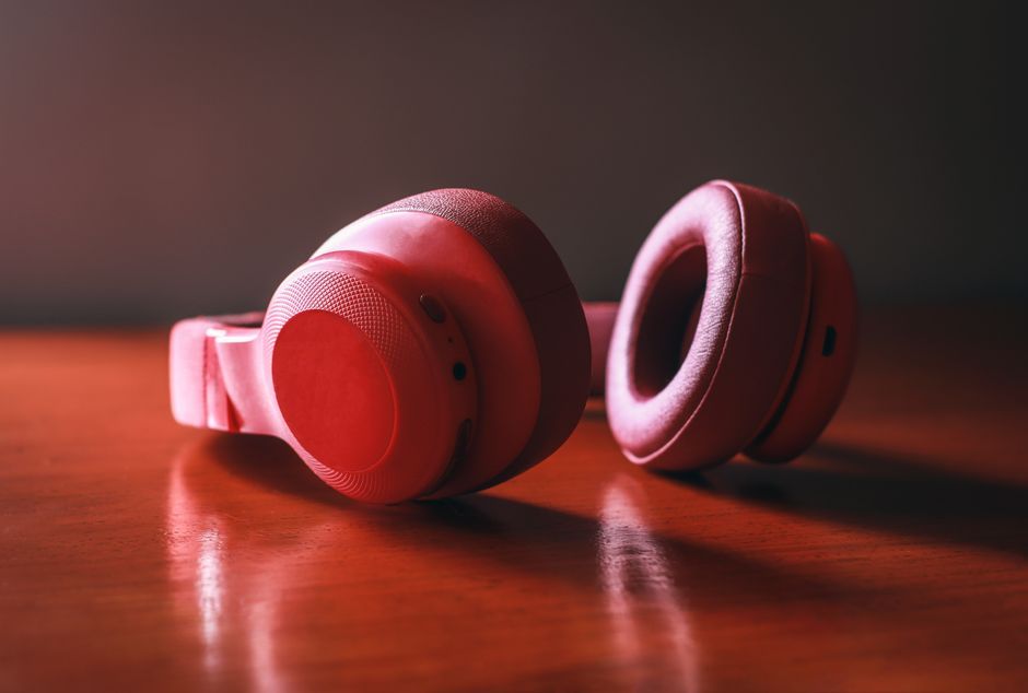 minimalist wireless headphones close up