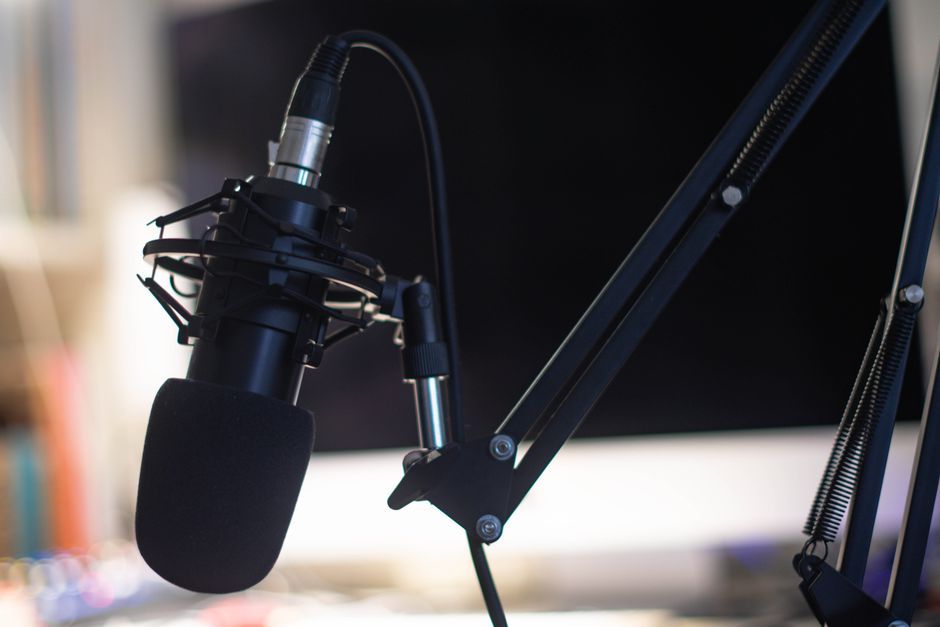 podcast audio studio microphone broadcasting workspace