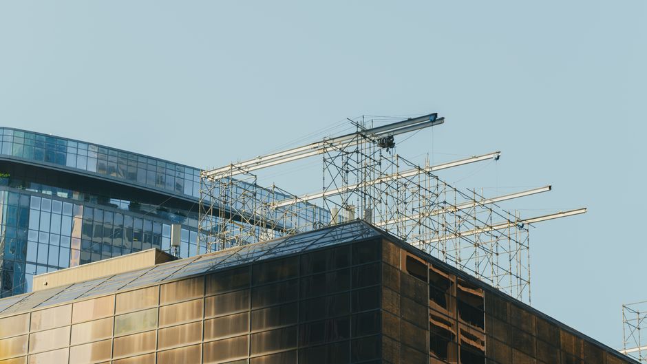 USA modern industrial construction site building exterior