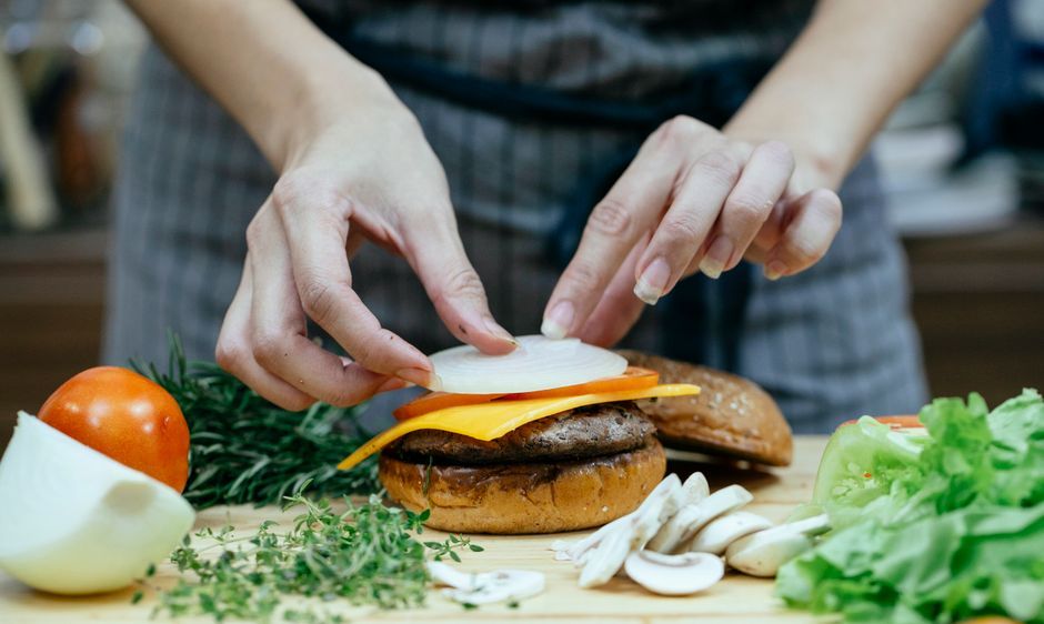kitchen table ingredients sandwich preparation