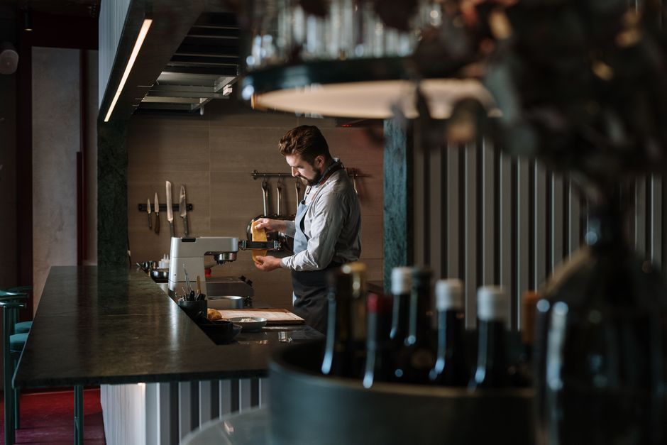 restaurant kitchen food preparation station